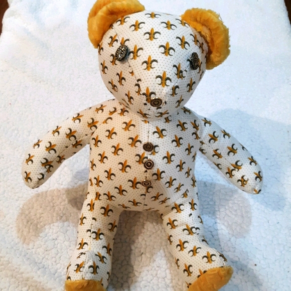Vintage Fleur-de-lis Fabric Teddy Bear